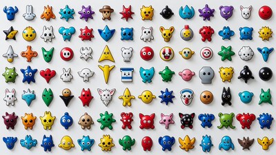 Colorful Kawaii Monster Emojis Grid