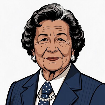 Elderly Asian woman in suit