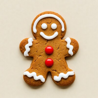 Smiling gingerbread man cookie
