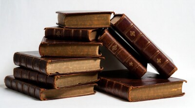 Stack of Antique Leather Books