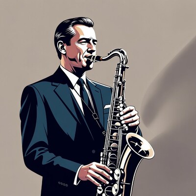 Man playing saxophone in suit