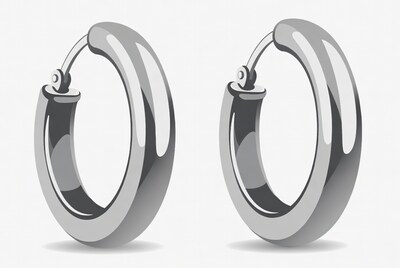 Silver Hoop Earrings Pair