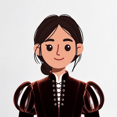 Cartoon woman in Renaissance dress