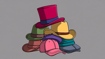 Colorful Hats Stacked Illustration