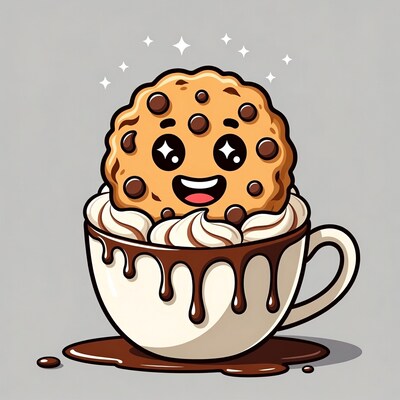Cute Chocolate Chip Cookie in Whipped Cream Cup