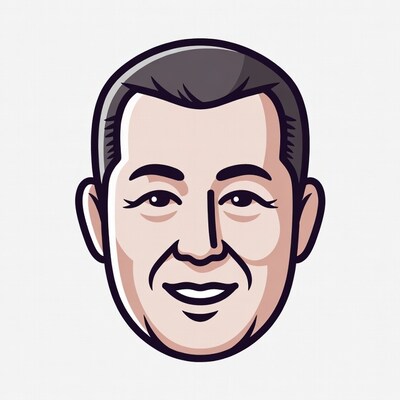 Smiling Asian man illustration