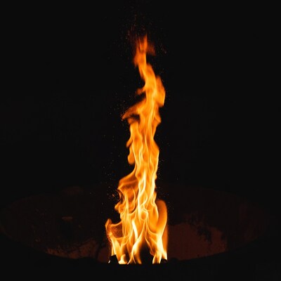 Vibrant flames on black background