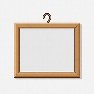 Wooden picture frame with hanger