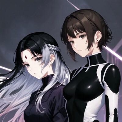 Anime girls in black outfits