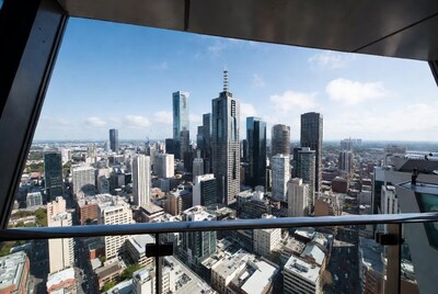 Melbourne Skyline from High Balcony