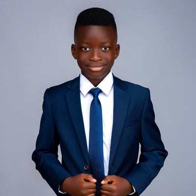 African boy in navy suit