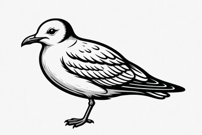 Black and White Gull Illustration