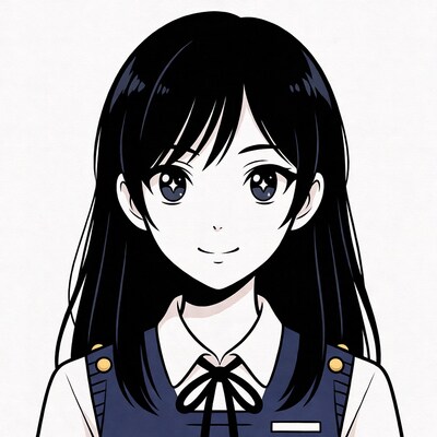Anime girl in school uniform smiling