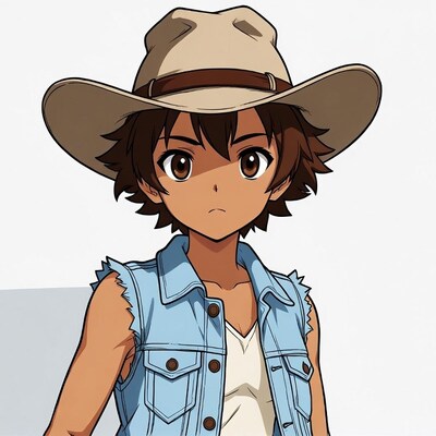 Anime girl in cowboy hat