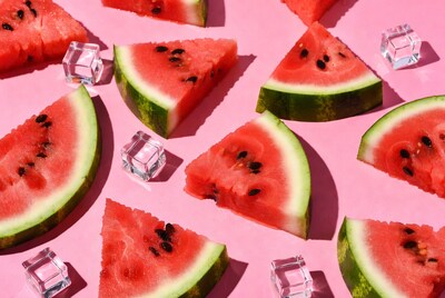 Watermelon Slices with Ice Cubes