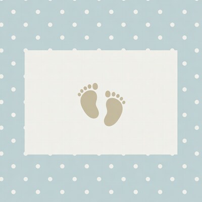 Baby Feet Illustration on Blue Polka Dots