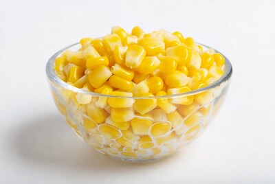 Corn Kernels in Glass Bowl