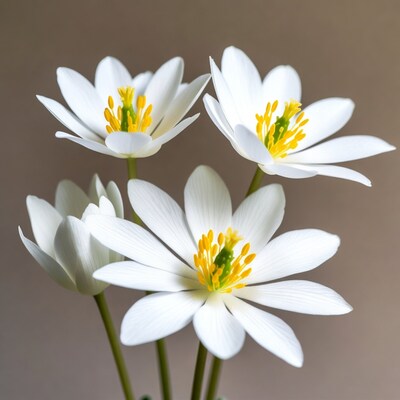 Cluster of White Anemone Flowers