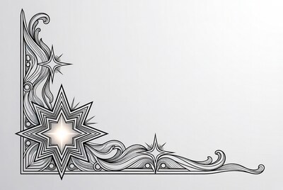 Ornate Star Corner Border Illustration