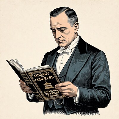 Man reading Library of Congress catalog