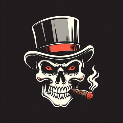 Skull with Top Hat and Cigar
