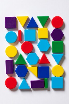Colorful shape blocks on white background