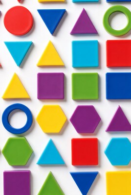 Colorful Plastic Shapes on White Background