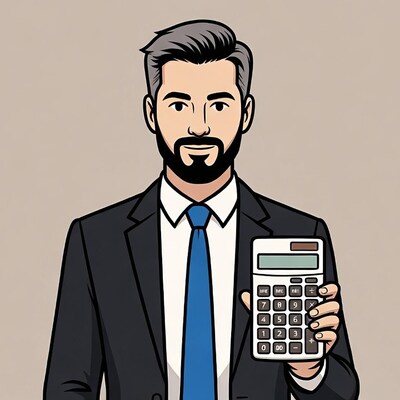 Businessman holding calculator illustration