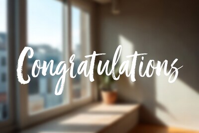 Congratulations Text by Window
