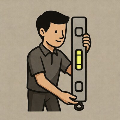Man holding level tool