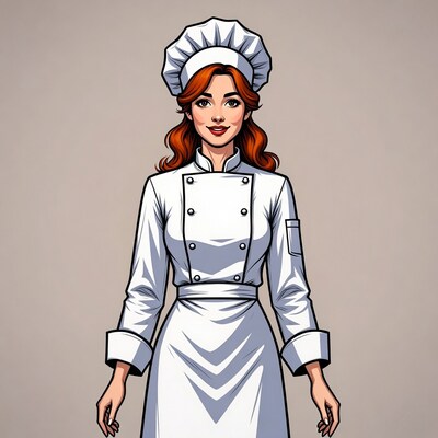 Redhead Woman in Chef Uniform