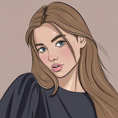 Blonde woman in black top illustration