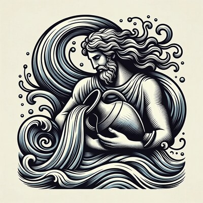 Aquarius Man Pouring Water Illustration