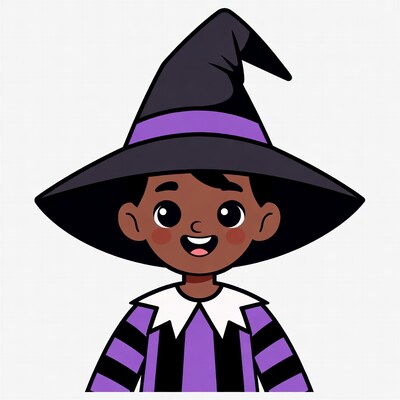 African-American boy in witch costume