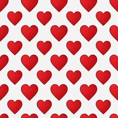 Red Hearts Pattern on White
