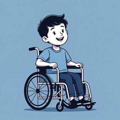 Happy boy in wheelchair illustration