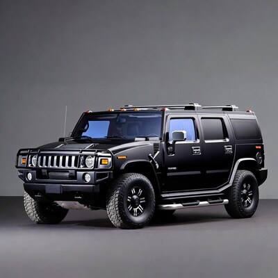 Black Hummer H2 SUV isolated