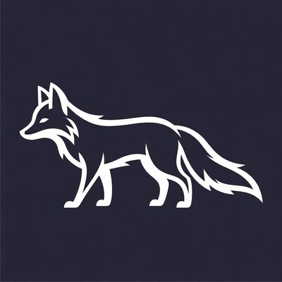 White fox silhouette on navy background