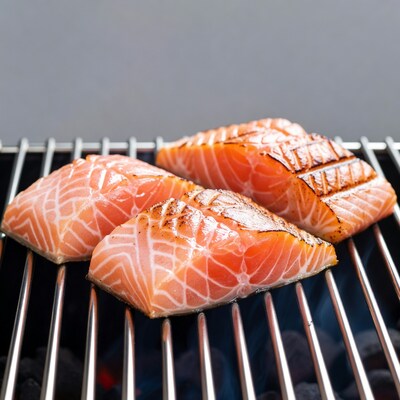 Grilled Salmon Fillets on BBQ Grill