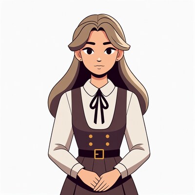 Asian girl in school uniform illustration