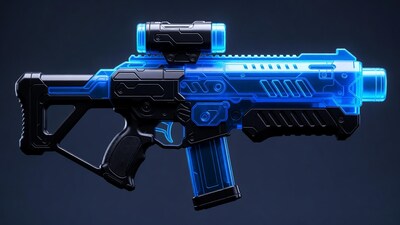 Blue Neon Cyberpunk Assault Rifle