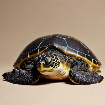 Green Sea Turtle on beige background