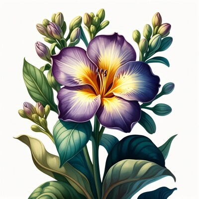 Purple Hibiscus Flower with Buds