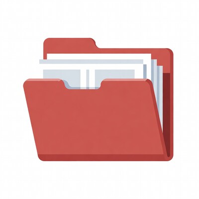 Open red folder with papers