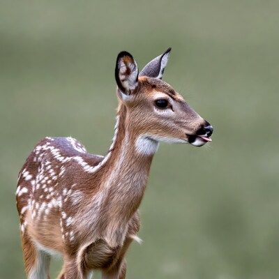 Baby deer sticking out tongue