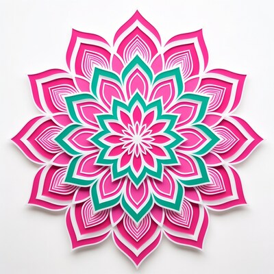 Pink and Green Layered Mandala