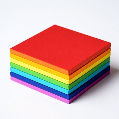 Rainbow stack of Post-it notes