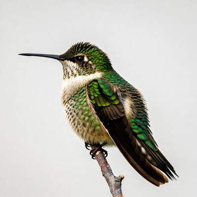 Green Hummingbird on Branch