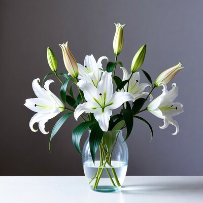 White Lilies in Glass Vase
