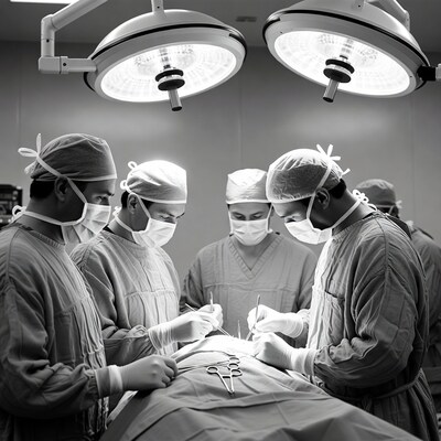 Surgeons performing surgery in operating room